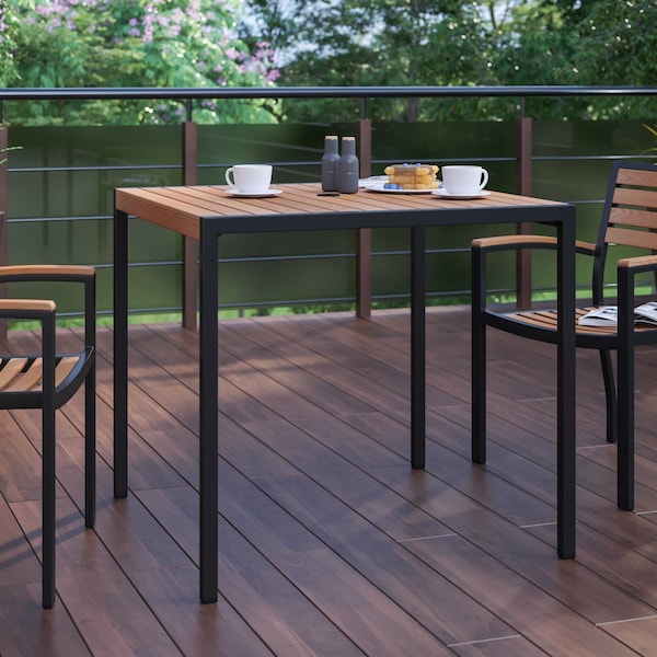Flash Furniture 35" Square Patio Table with Faux Teak Slatted Top XU-DG-UH8100-GG - main